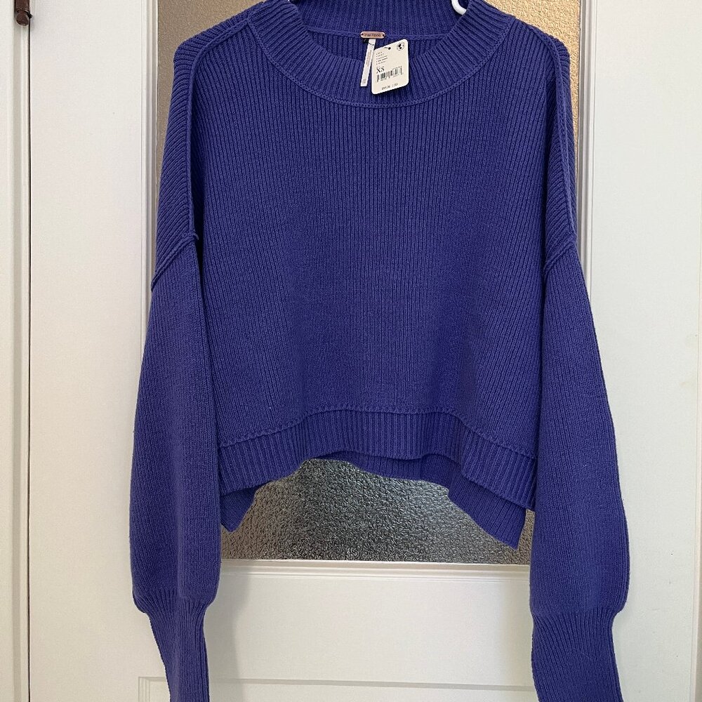 NEW Free People Easy Street Crop Pullover in Purple, Size XS